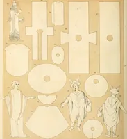 An illustration from Le costume historique. Cinq cents planches, trois cents en couleurs, or et argent, deux cents en camaieu. Types principaux du vêtement et de la parure, rapprochés de ceux de l'intérieur de l'habitation dans tous les temps et chez tous les peuples, avec de nombreux détails sur le mobilier, les armes, les objets usuels, les moyens de transport, etc (1888)