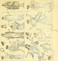 An illustration from Le costume historique. Cinq cents planches, trois cents en couleurs, or et argent, deux cents en camaieu. Types principaux du vêtement et de la parure, rapprochés de ceux de l'intérieur de l'habitation dans tous les temps et chez tous les peuples, avec de nombreux détails sur le mobilier, les armes, les objets usuels, les moyens de transport, etc (1888)
