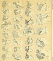 An illustration from Le costume historique. Cinq cents planches, trois cents en couleurs, or et argent, deux cents en camaieu. Types principaux du vêtement et de la parure, rapprochés de ceux de l'intérieur de l'habitation dans tous les temps et chez tous les peuples, avec de nombreux détails sur le mobilier, les armes, les objets usuels, les moyens de transport, etc (1888)