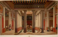 An illustration from Le costume historique. Cinq cents planches, trois cents en couleurs, or et argent, deux cents en camaieu. Types principaux du vêtement et de la parure, rapprochés de ceux de l'intérieur de l'habitation dans tous les temps et chez tous les peuples, avec de nombreux détails sur le mobilier, les armes, les objets usuels, les moyens de transport, etc (1888)