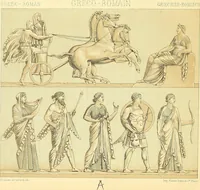 Picture 34 of 118 from Le costume historique. Cinq cents planches, trois cents en couleurs, or et argent, deux cents en camaieu. Types principaux du vêtement et de la parure, rapprochés de ceux de l'intérieur de l'habitation dans tous les temps et chez tous les peuples, avec de nombreux détails sur le mobilier, les armes, les objets usuels, les moyens de transport, etc (1888), leaf 195