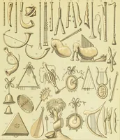 An illustration from Le costume historique. Cinq cents planches, trois cents en couleurs, or et argent, deux cents en camaieu. Types principaux du vêtement et de la parure, rapprochés de ceux de l'intérieur de l'habitation dans tous les temps et chez tous les peuples, avec de nombreux détails sur le mobilier, les armes, les objets usuels, les moyens de transport, etc (1888)