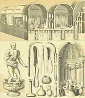 An illustration from Le costume historique. Cinq cents planches, trois cents en couleurs, or et argent, deux cents en camaieu. Types principaux du vêtement et de la parure, rapprochés de ceux de l'intérieur de l'habitation dans tous les temps et chez tous les peuples, avec de nombreux détails sur le mobilier, les armes, les objets usuels, les moyens de transport, etc (1888)