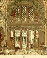 Picture 53 of 118 from Le costume historique. Cinq cents planches, trois cents en couleurs, or et argent, deux cents en camaieu. Types principaux du vêtement et de la parure, rapprochés de ceux de l'intérieur de l'habitation dans tous les temps et chez tous les peuples, avec de nombreux détails sur le mobilier, les armes, les objets usuels, les moyens de transport, etc (1888), leaf 299
