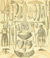 An illustration from Le costume historique. Cinq cents planches, trois cents en couleurs, or et argent, deux cents en camaieu. Types principaux du vêtement et de la parure, rapprochés de ceux de l'intérieur de l'habitation dans tous les temps et chez tous les peuples, avec de nombreux détails sur le mobilier, les armes, les objets usuels, les moyens de transport, etc (1888)
