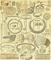 Picture 60 of 118 from Le costume historique. Cinq cents planches, trois cents en couleurs, or et argent, deux cents en camaieu. Types principaux du vêtement et de la parure, rapprochés de ceux de l'intérieur de l'habitation dans tous les temps et chez tous les peuples, avec de nombreux détails sur le mobilier, les armes, les objets usuels, les moyens de transport, etc (1888), leaf 355