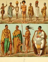 An illustration from Le costume historique. Cinq cents planches, trois cents en couleurs, or et argent, deux cents en camaieu. Types principaux du vêtement et de la parure, rapprochés de ceux de l'intérieur de l'habitation dans tous les temps et chez tous les peuples, avec de nombreux détails sur le mobilier, les armes, les objets usuels, les moyens de transport, etc (1888)