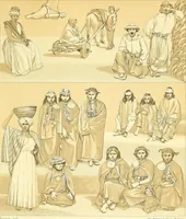 An illustration from Le costume historique. Cinq cents planches, trois cents en couleurs, or et argent, deux cents en camaieu. Types principaux du vêtement et de la parure, rapprochés de ceux de l'intérieur de l'habitation dans tous les temps et chez tous les peuples, avec de nombreux détails sur le mobilier, les armes, les objets usuels, les moyens de transport, etc (1888)