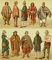 An illustration from Le costume historique. Cinq cents planches, trois cents en couleurs, or et argent, deux cents en camaieu. Types principaux du vêtement et de la parure, rapprochés de ceux de l'intérieur de l'habitation dans tous les temps et chez tous les peuples, avec de nombreux détails sur le mobilier, les armes, les objets usuels, les moyens de transport, etc (1888)