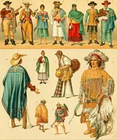 An illustration from Le costume historique. Cinq cents planches, trois cents en couleurs, or et argent, deux cents en camaieu. Types principaux du vêtement et de la parure, rapprochés de ceux de l'intérieur de l'habitation dans tous les temps et chez tous les peuples, avec de nombreux détails sur le mobilier, les armes, les objets usuels, les moyens de transport, etc (1888)