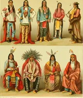 An illustration from Le costume historique. Cinq cents planches, trois cents en couleurs, or et argent, deux cents en camaieu. Types principaux du vêtement et de la parure, rapprochés de ceux de l'intérieur de l'habitation dans tous les temps et chez tous les peuples, avec de nombreux détails sur le mobilier, les armes, les objets usuels, les moyens de transport, etc (1888)