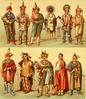 An illustration from Le costume historique. Cinq cents planches, trois cents en couleurs, or et argent, deux cents en camaieu. Types principaux du vêtement et de la parure, rapprochés de ceux de l'intérieur de l'habitation dans tous les temps et chez tous les peuples, avec de nombreux détails sur le mobilier, les armes, les objets usuels, les moyens de transport, etc (1888)
