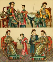 Picture 99 of 118 from Le costume historique. Cinq cents planches, trois cents en couleurs, or et argent, deux cents en camaieu. Types principaux du vêtement et de la parure, rapprochés de ceux de l'intérieur de l'habitation dans tous les temps et chez tous les peuples, avec de nombreux détails sur le mobilier, les armes, les objets usuels, les moyens de transport, etc (1888), leaf 605