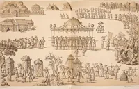 An illustration from Le costume historique. Cinq cents planches, trois cents en couleurs, or et argent, deux cents en camaieu. Types principaux du vêtement et de la parure, rapprochés de ceux de l'intérieur de l'habitation dans tous les temps et chez tous les peuples, avec de nombreux détails sur le mobilier, les armes, les objets usuels, les moyens de transport, etc (1888)