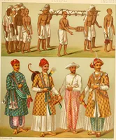 An illustration from Le costume historique. Cinq cents planches, trois cents en couleurs, or et argent, deux cents en camaieu. Types principaux du vêtement et de la parure, rapprochés de ceux de l'intérieur de l'habitation dans tous les temps et chez tous les peuples, avec de nombreux détails sur le mobilier, les armes, les objets usuels, les moyens de transport, etc (1888)