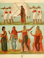 Picture 24 of 105 from Le costume historique. Cinq cents planches, trois cents en couleurs, or et argent, deux cents en camaieu. Types principaux du vêtement et de la parure, rapprochés de ceux de l'intérieur de l'habitation dans tous les temps et chez tous les peuples, avec de nombreux détails sur le mobilier, les armes, les objets usuels, les moyens de transport, etc (1888), leaf 116
