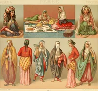 Picture 37 of 105 from Le costume historique. Cinq cents planches, trois cents en couleurs, or et argent, deux cents en camaieu. Types principaux du vêtement et de la parure, rapprochés de ceux de l'intérieur de l'habitation dans tous les temps et chez tous les peuples, avec de nombreux détails sur le mobilier, les armes, les objets usuels, les moyens de transport, etc (1888), leaf 180
