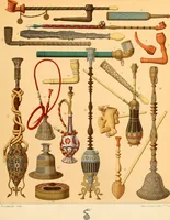 An illustration from Le costume historique. Cinq cents planches, trois cents en couleurs, or et argent, deux cents en camaieu. Types principaux du vêtement et de la parure, rapprochés de ceux de l'intérieur de l'habitation dans tous les temps et chez tous les peuples, avec de nombreux détails sur le mobilier, les armes, les objets usuels, les moyens de transport, etc (1888)