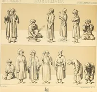An illustration from Le costume historique. Cinq cents planches, trois cents en couleurs, or et argent, deux cents en camaieu. Types principaux du vêtement et de la parure, rapprochés de ceux de l'intérieur de l'habitation dans tous les temps et chez tous les peuples, avec de nombreux détails sur le mobilier, les armes, les objets usuels, les moyens de transport, etc (1888)
