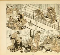 An illustration from Le costume historique. Cinq cents planches, trois cents en couleurs, or et argent, deux cents en camaieu. Types principaux du vêtement et de la parure, rapprochés de ceux de l'intérieur de l'habitation dans tous les temps et chez tous les peuples, avec de nombreux détails sur le mobilier, les armes, les objets usuels, les moyens de transport, etc (1888)