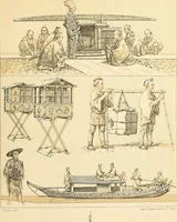 An illustration from Le costume historique. Cinq cents planches, trois cents en couleurs, or et argent, deux cents en camaieu. Types principaux du vêtement et de la parure, rapprochés de ceux de l'intérieur de l'habitation dans tous les temps et chez tous les peuples, avec de nombreux détails sur le mobilier, les armes, les objets usuels, les moyens de transport, etc (1888)