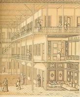 An illustration from Le costume historique. Cinq cents planches, trois cents en couleurs, or et argent, deux cents en camaieu. Types principaux du vêtement et de la parure, rapprochés de ceux de l'intérieur de l'habitation dans tous les temps et chez tous les peuples, avec de nombreux détails sur le mobilier, les armes, les objets usuels, les moyens de transport, etc (1888)