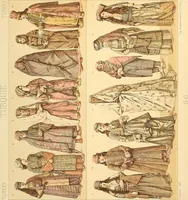 An illustration from Le costume historique. Cinq cents planches, trois cents en couleurs, or et argent, deux cents en camaieu. Types principaux du vêtement et de la parure, rapprochés de ceux de l'intérieur de l'habitation dans tous les temps et chez tous les peuples, avec de nombreux détails sur le mobilier, les armes, les objets usuels, les moyens de transport, etc (1888)