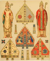 An illustration from Le costume historique. Cinq cents planches, trois cents en couleurs, or et argent, deux cents en camaieu. Types principaux du vêtement et de la parure, rapprochés de ceux de l'intérieur de l'habitation dans tous les temps et chez tous les peuples, avec de nombreux détails sur le mobilier, les armes, les objets usuels, les moyens de transport, etc (1888)