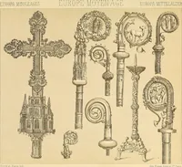 Picture 100 of 105 from Le costume historique. Cinq cents planches, trois cents en couleurs, or et argent, deux cents en camaieu. Types principaux du vêtement et de la parure, rapprochés de ceux de l'intérieur de l'habitation dans tous les temps et chez tous les peuples, avec de nombreux détails sur le mobilier, les armes, les objets usuels, les moyens de transport, etc (1888), leaf 474