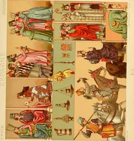An illustration from Le costume historique. Cinq cents planches, trois cents en couleurs, or et argent, deux cents en camaieu. Types principaux du vêtement et de la parure, rapprochés de ceux de l'intérieur de l'habitation dans tous les temps et chez tous les peuples, avec de nombreux détails sur le mobilier, les armes, les objets usuels, les moyens de transport, etc (1888)