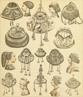 An illustration from Le costume historique. Cinq cents planches, trois cents en couleurs, or et argent, deux cents en camaieu. Types principaux du vêtement et de la parure, rapprochés de ceux de l'intérieur de l'habitation dans tous les temps et chez tous les peuples, avec de nombreux détails sur le mobilier, les armes, les objets usuels, les moyens de transport, etc (1888)