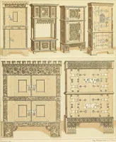 An illustration from Le costume historique. Cinq cents planches, trois cents en couleurs, or et argent, deux cents en camaieu. Types principaux du vêtement et de la parure, rapprochés de ceux de l'intérieur de l'habitation dans tous les temps et chez tous les peuples, avec de nombreux détails sur le mobilier, les armes, les objets usuels, les moyens de transport, etc (1888)