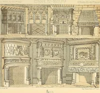 An illustration from Le costume historique. Cinq cents planches, trois cents en couleurs, or et argent, deux cents en camaieu. Types principaux du vêtement et de la parure, rapprochés de ceux de l'intérieur de l'habitation dans tous les temps et chez tous les peuples, avec de nombreux détails sur le mobilier, les armes, les objets usuels, les moyens de transport, etc (1888)
