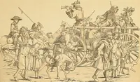 An illustration from Le costume historique. Cinq cents planches, trois cents en couleurs, or et argent, deux cents en camaieu. Types principaux du vêtement et de la parure, rapprochés de ceux de l'intérieur de l'habitation dans tous les temps et chez tous les peuples, avec de nombreux détails sur le mobilier, les armes, les objets usuels, les moyens de transport, etc (1888)