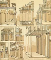 An illustration from Le costume historique. Cinq cents planches, trois cents en couleurs, or et argent, deux cents en camaieu. Types principaux du vêtement et de la parure, rapprochés de ceux de l'intérieur de l'habitation dans tous les temps et chez tous les peuples, avec de nombreux détails sur le mobilier, les armes, les objets usuels, les moyens de transport, etc (1888)