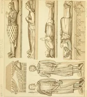 An illustration from Le costume historique. Cinq cents planches, trois cents en couleurs, or et argent, deux cents en camaieu. Types principaux du vêtement et de la parure, rapprochés de ceux de l'intérieur de l'habitation dans tous les temps et chez tous les peuples, avec de nombreux détails sur le mobilier, les armes, les objets usuels, les moyens de transport, etc (1888)