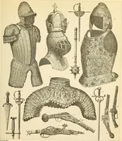 An illustration from Le costume historique. Cinq cents planches, trois cents en couleurs, or et argent, deux cents en camaieu. Types principaux du vêtement et de la parure, rapprochés de ceux de l'intérieur de l'habitation dans tous les temps et chez tous les peuples, avec de nombreux détails sur le mobilier, les armes, les objets usuels, les moyens de transport, etc (1888)