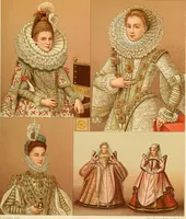 An illustration from Le costume historique. Cinq cents planches, trois cents en couleurs, or et argent, deux cents en camaieu. Types principaux du vêtement et de la parure, rapprochés de ceux de l'intérieur de l'habitation dans tous les temps et chez tous les peuples, avec de nombreux détails sur le mobilier, les armes, les objets usuels, les moyens de transport, etc (1888)