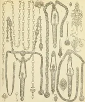 An illustration from Le costume historique. Cinq cents planches, trois cents en couleurs, or et argent, deux cents en camaieu. Types principaux du vêtement et de la parure, rapprochés de ceux de l'intérieur de l'habitation dans tous les temps et chez tous les peuples, avec de nombreux détails sur le mobilier, les armes, les objets usuels, les moyens de transport, etc (1888)