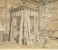 An illustration from Le costume historique. Cinq cents planches, trois cents en couleurs, or et argent, deux cents en camaieu. Types principaux du vêtement et de la parure, rapprochés de ceux de l'intérieur de l'habitation dans tous les temps et chez tous les peuples, avec de nombreux détails sur le mobilier, les armes, les objets usuels, les moyens de transport, etc (1888)