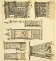 An illustration from Le costume historique. Cinq cents planches, trois cents en couleurs, or et argent, deux cents en camaieu. Types principaux du vêtement et de la parure, rapprochés de ceux de l'intérieur de l'habitation dans tous les temps et chez tous les peuples, avec de nombreux détails sur le mobilier, les armes, les objets usuels, les moyens de transport, etc (1888)