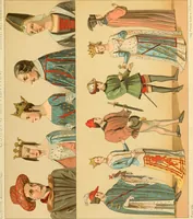 An illustration from Le costume historique. Cinq cents planches, trois cents en couleurs, or et argent, deux cents en camaieu. Types principaux du vêtement et de la parure, rapprochés de ceux de l'intérieur de l'habitation dans tous les temps et chez tous les peuples, avec de nombreux détails sur le mobilier, les armes, les objets usuels, les moyens de transport, etc (1888)