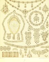 An illustration from Le costume historique. Cinq cents planches, trois cents en couleurs, or et argent, deux cents en camaieu. Types principaux du vêtement et de la parure, rapprochés de ceux de l'intérieur de l'habitation dans tous les temps et chez tous les peuples, avec de nombreux détails sur le mobilier, les armes, les objets usuels, les moyens de transport, etc (1888)