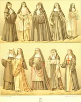 An illustration from Le costume historique. Cinq cents planches, trois cents en couleurs, or et argent, deux cents en camaieu. Types principaux du vêtement et de la parure, rapprochés de ceux de l'intérieur de l'habitation dans tous les temps et chez tous les peuples, avec de nombreux détails sur le mobilier, les armes, les objets usuels, les moyens de transport, etc (1888)