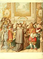 An illustration from Le costume historique. Cinq cents planches, trois cents en couleurs, or et argent, deux cents en camaieu. Types principaux du vêtement et de la parure, rapprochés de ceux de l'intérieur de l'habitation dans tous les temps et chez tous les peuples, avec de nombreux détails sur le mobilier, les armes, les objets usuels, les moyens de transport, etc (1888)