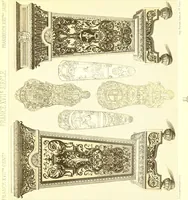 Picture 66 of 109 from Le costume historique. Cinq cents planches, trois cents en couleurs, or et argent, deux cents en camaieu. Types principaux du vêtement et de la parure, rapprochés de ceux de l'intérieur de l'habitation dans tous les temps et chez tous les peuples, avec de nombreux détails sur le mobilier, les armes, les objets usuels, les moyens de transport, etc (1888), leaf 268