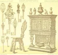 Picture 7 of 109 from Le costume historique. Cinq cents planches, trois cents en couleurs, or et argent, deux cents en camaieu. Types principaux du vêtement et de la parure, rapprochés de ceux de l'intérieur de l'habitation dans tous les temps et chez tous les peuples, avec de nombreux détails sur le mobilier, les armes, les objets usuels, les moyens de transport, etc (1888), leaf 32