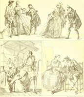An illustration from Le costume historique. Cinq cents planches, trois cents en couleurs, or et argent, deux cents en camaieu. Types principaux du vêtement et de la parure, rapprochés de ceux de l'intérieur de l'habitation dans tous les temps et chez tous les peuples, avec de nombreux détails sur le mobilier, les armes, les objets usuels, les moyens de transport, etc (1888)