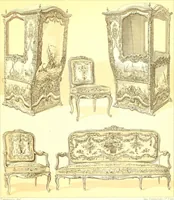 Picture 83 of 109 from Le costume historique. Cinq cents planches, trois cents en couleurs, or et argent, deux cents en camaieu. Types principaux du vêtement et de la parure, rapprochés de ceux de l'intérieur de l'habitation dans tous les temps et chez tous les peuples, avec de nombreux détails sur le mobilier, les armes, les objets usuels, les moyens de transport, etc (1888), leaf 346