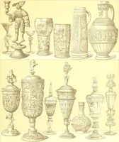 An illustration from Le costume historique. Cinq cents planches, trois cents en couleurs, or et argent, deux cents en camaieu. Types principaux du vêtement et de la parure, rapprochés de ceux de l'intérieur de l'habitation dans tous les temps et chez tous les peuples, avec de nombreux détails sur le mobilier, les armes, les objets usuels, les moyens de transport, etc (1888)